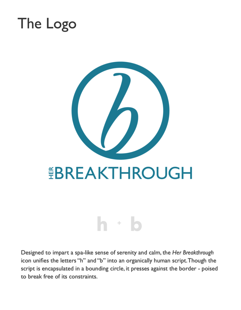 A screenshot of a page from the "Her Breakthrough" Brand Guidelines document